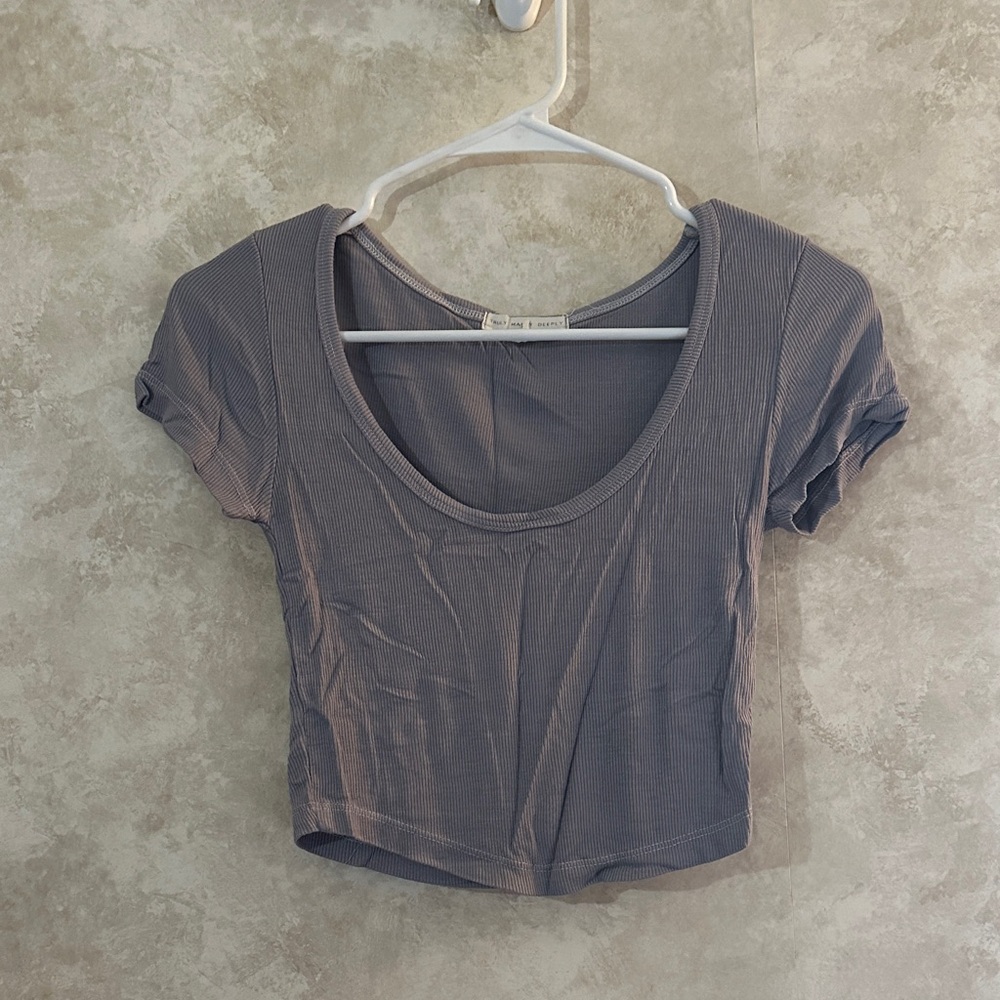 Truly Madly Deeply Charcoal Ribbed Crop Top